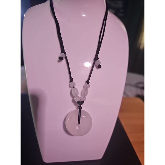 Beautiful! Natural Jade Peace Lucky Buckle Pendant Necklace Healing Adjustable - Picture 2 of 12